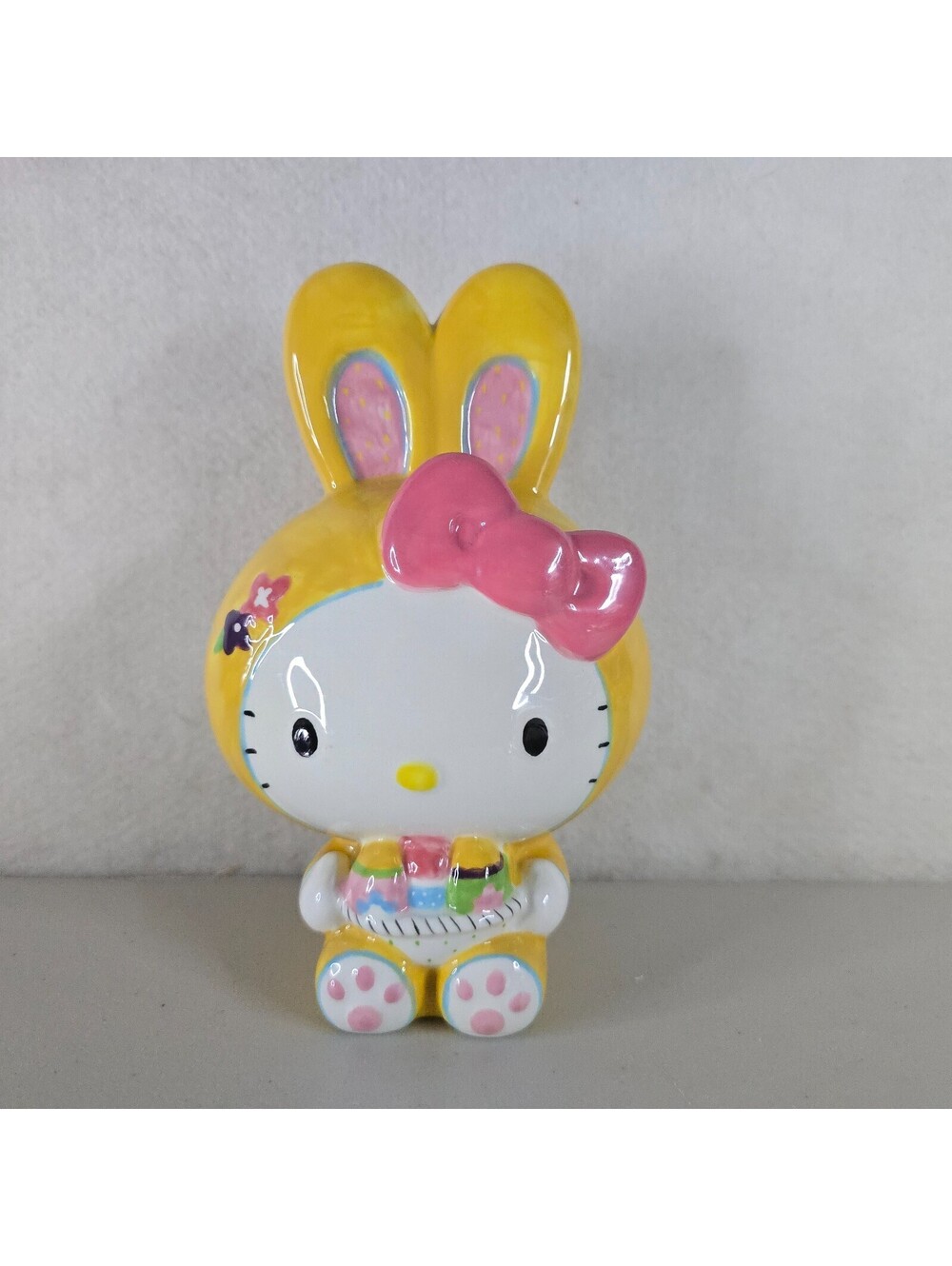 Blue Sky Clayworks HELLO KITTY Easter Bunny With Basket &  Eggs Figurine